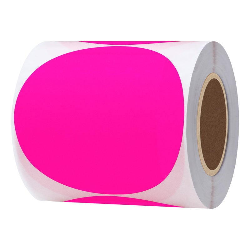 Hybsk Round Color Coding Circle Dots Labels Warehouse Inventory Organizer Stickers (3 inch, Fluorescent Pink) - Image 1